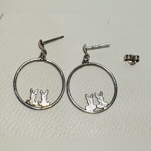 Sterling Silver Bunny Hoop Earrings